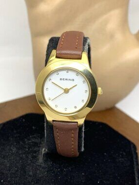 Bering Women's Watch 11125-010 Quartz White Dial 25mm Petite Brown Leather Strap